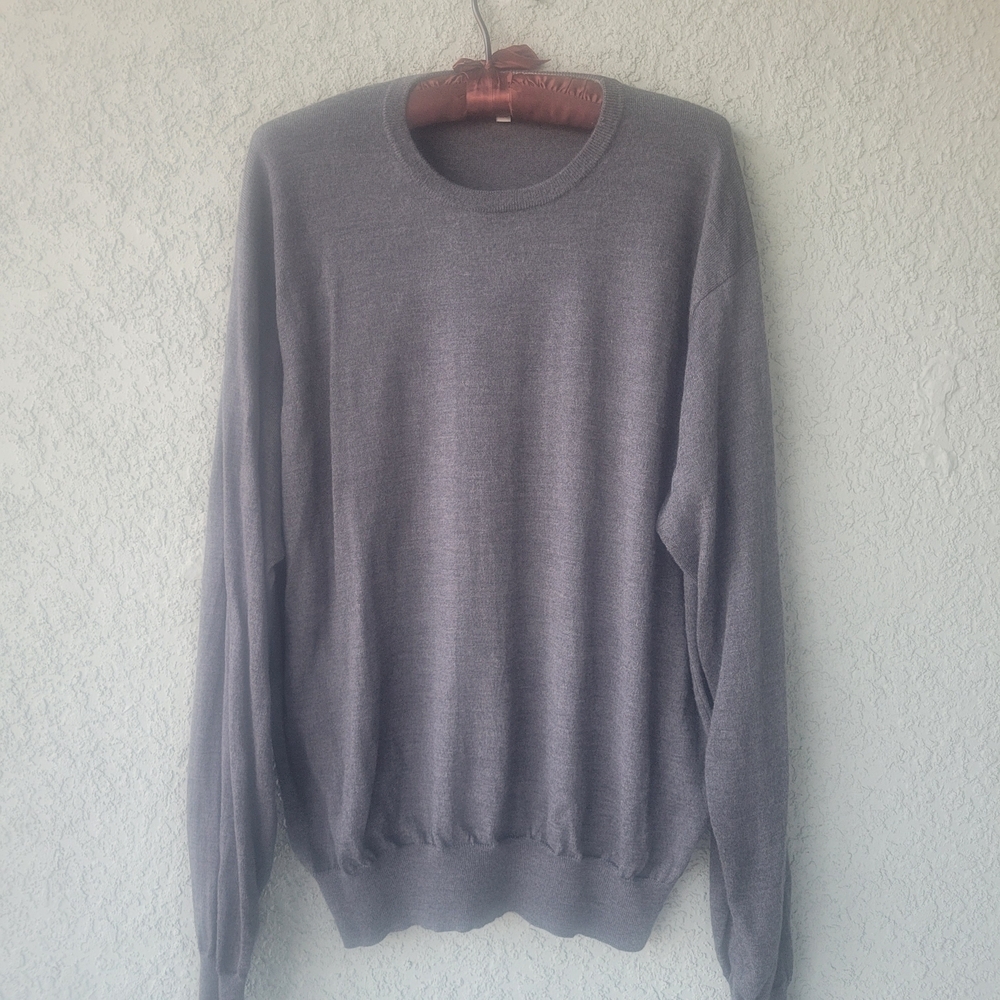 Peter Millar Gray Crewneck Sweater Merino Wool Silk Blend